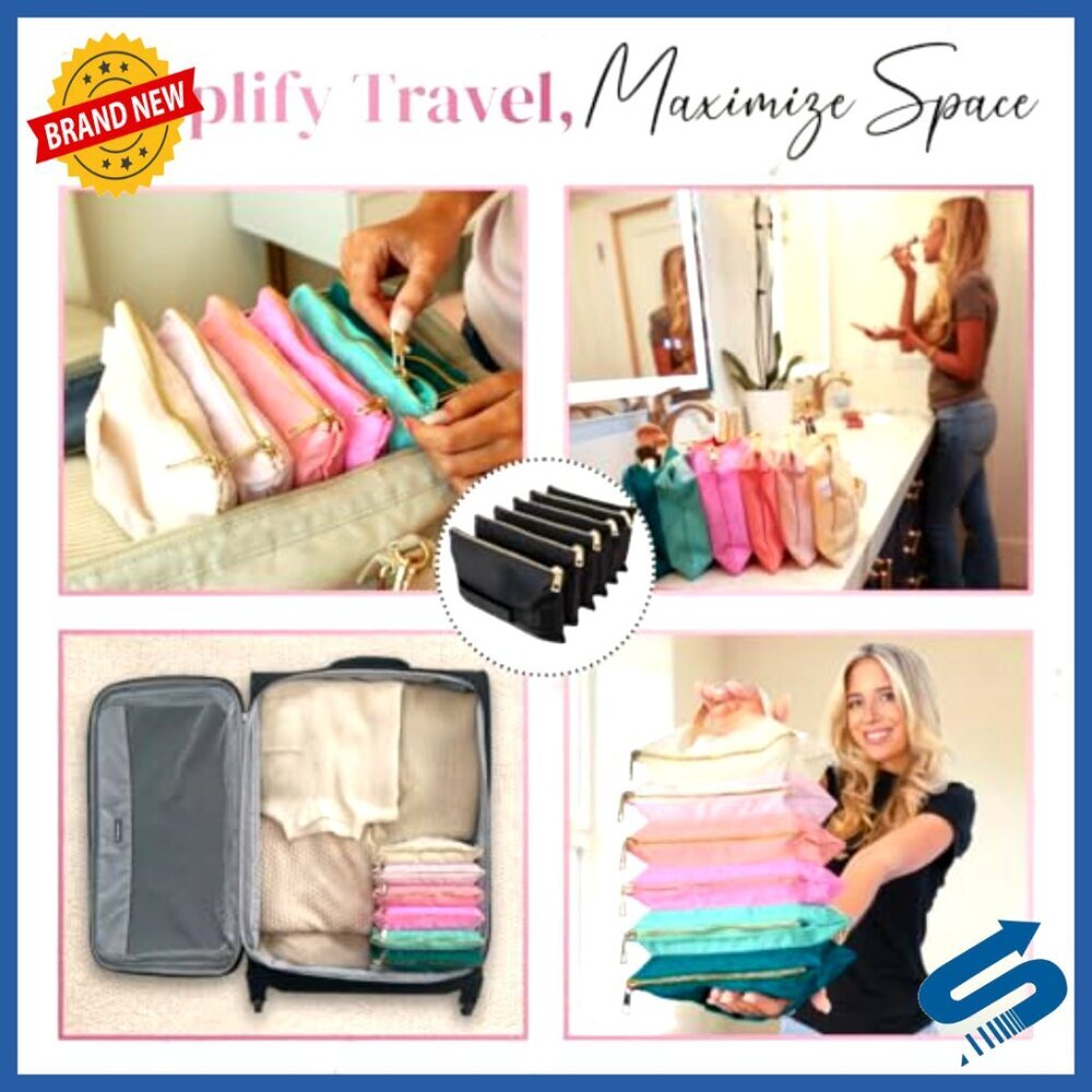 Accordion Travel Makeup Bag Large Capacity Cosmetic Organizer Compact Portable View 3